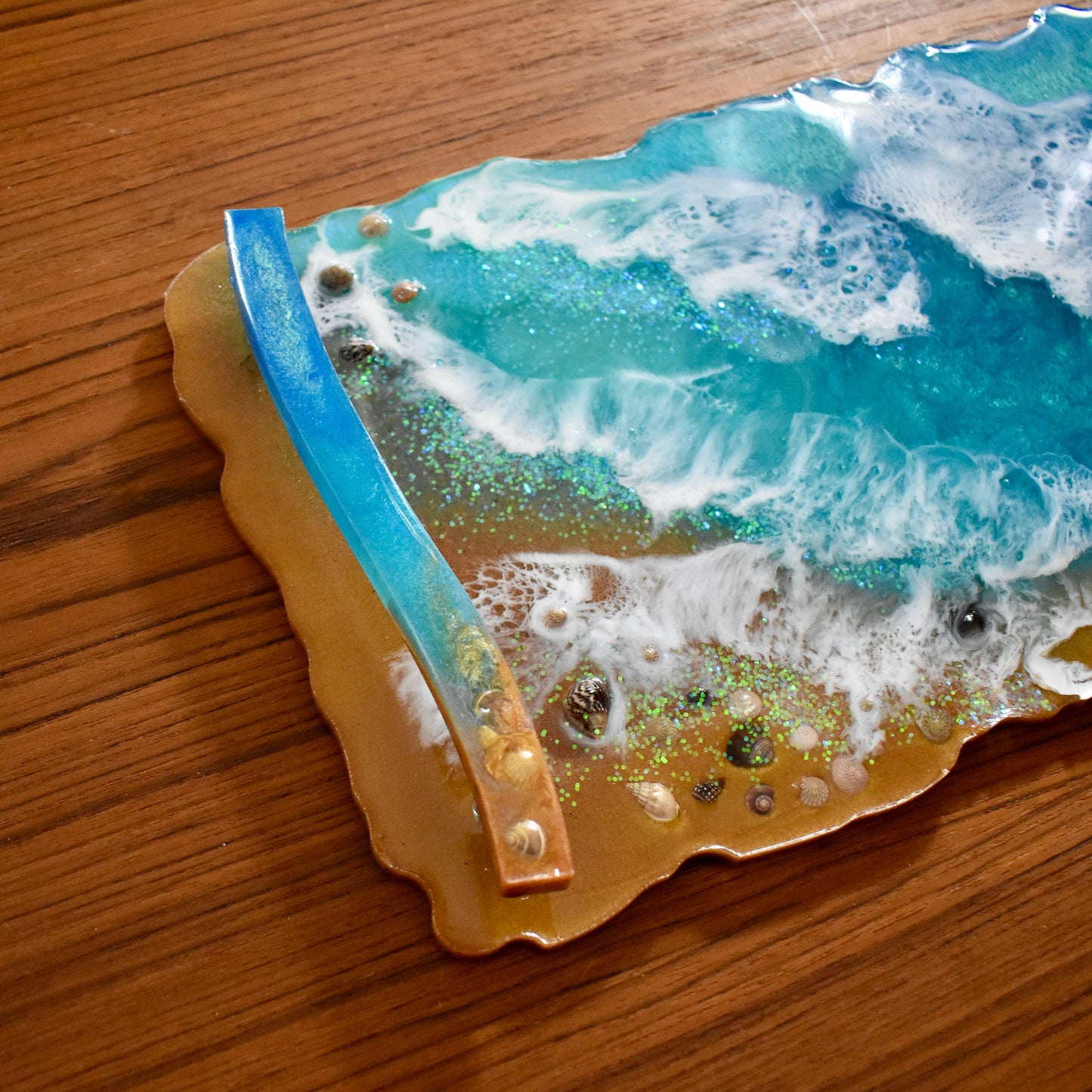 Custom Beach-Coastal Themed Resin Serving Tray