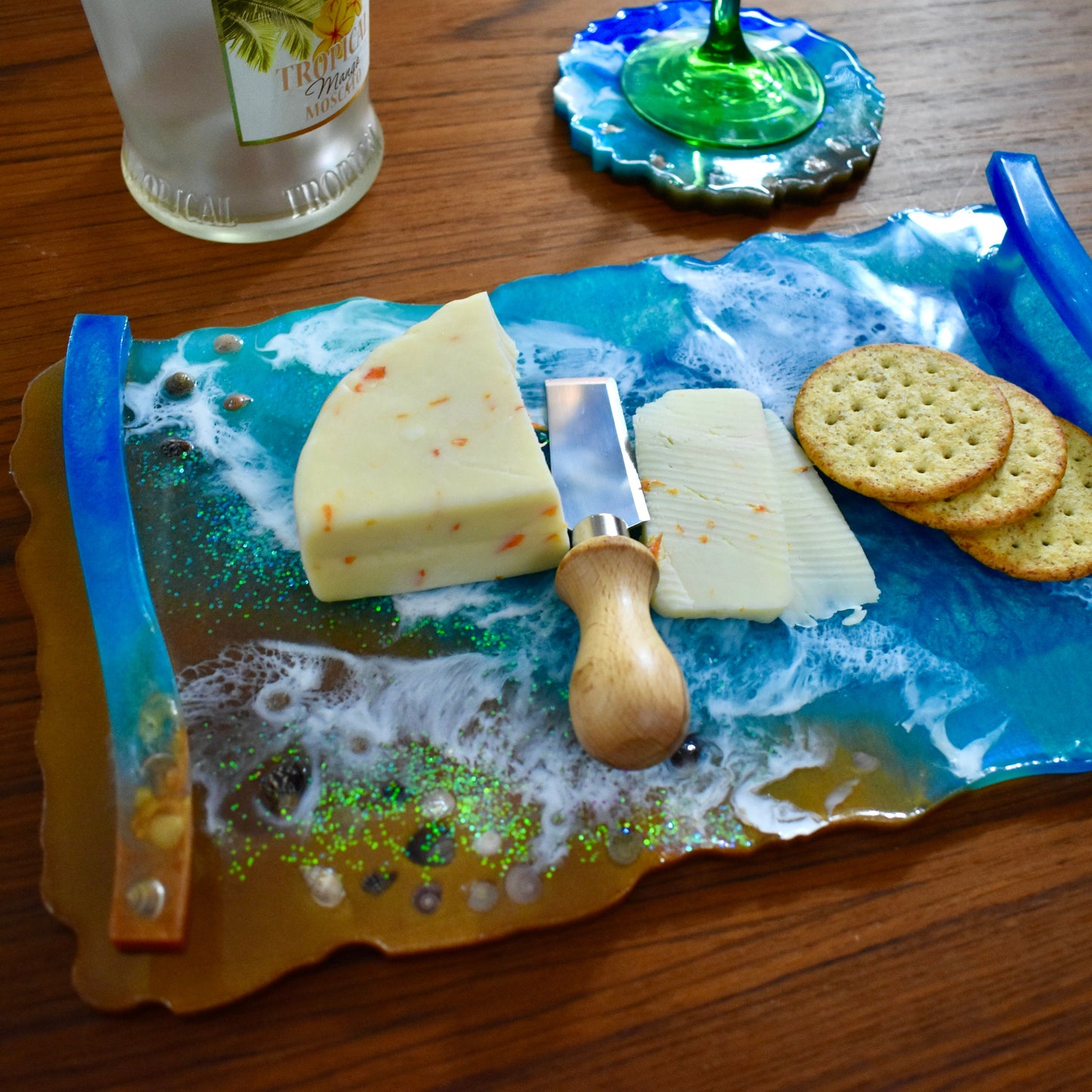 Custom Beach-Coastal Themed Resin Serving Tray