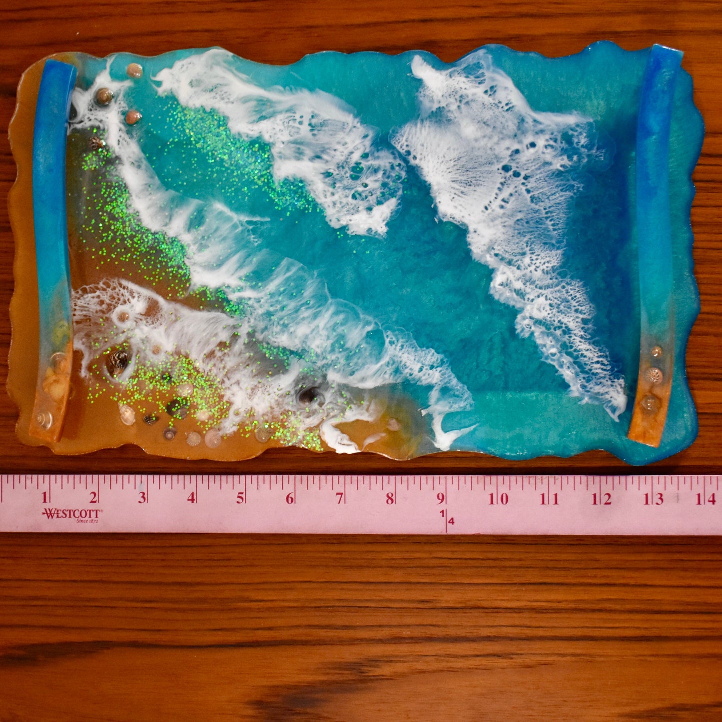 Custom Beach-Coastal Themed Resin Serving Tray