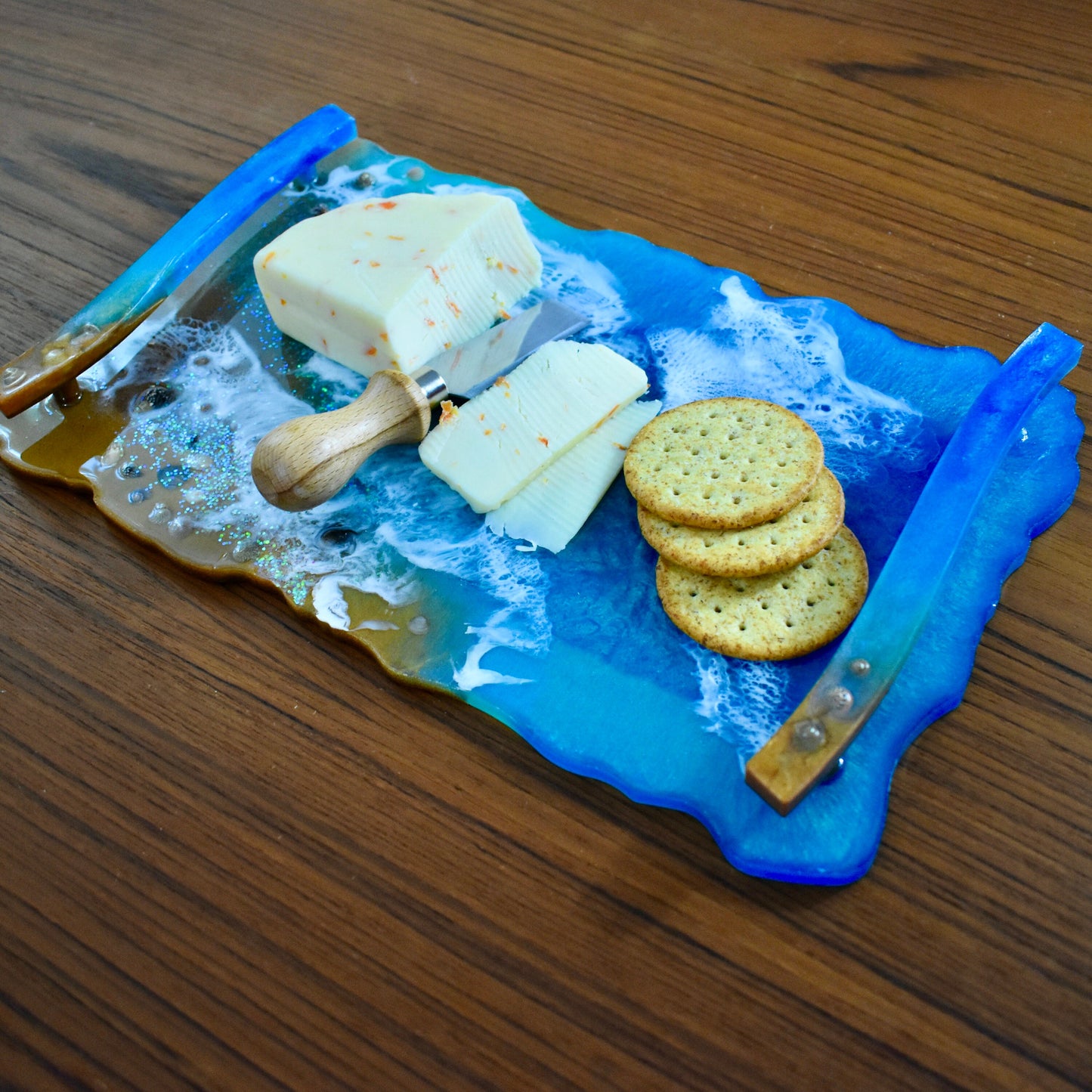 Custom Beach-Coastal Themed Resin Serving Tray