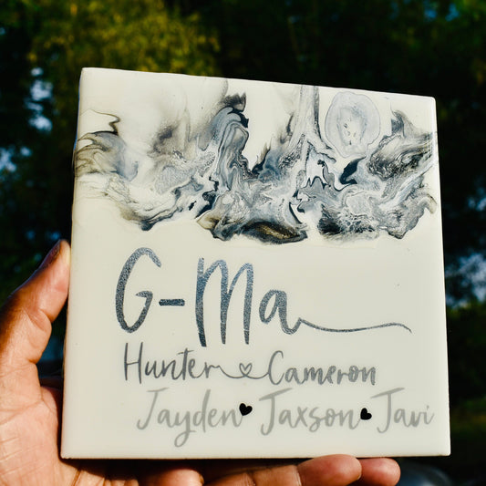 Personalized Family Coasters for Grandparents– Family Keepsake Coasters