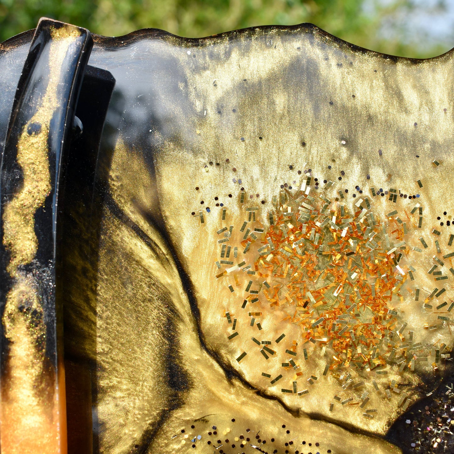 Custom Black & Gold Resin Serving Tray