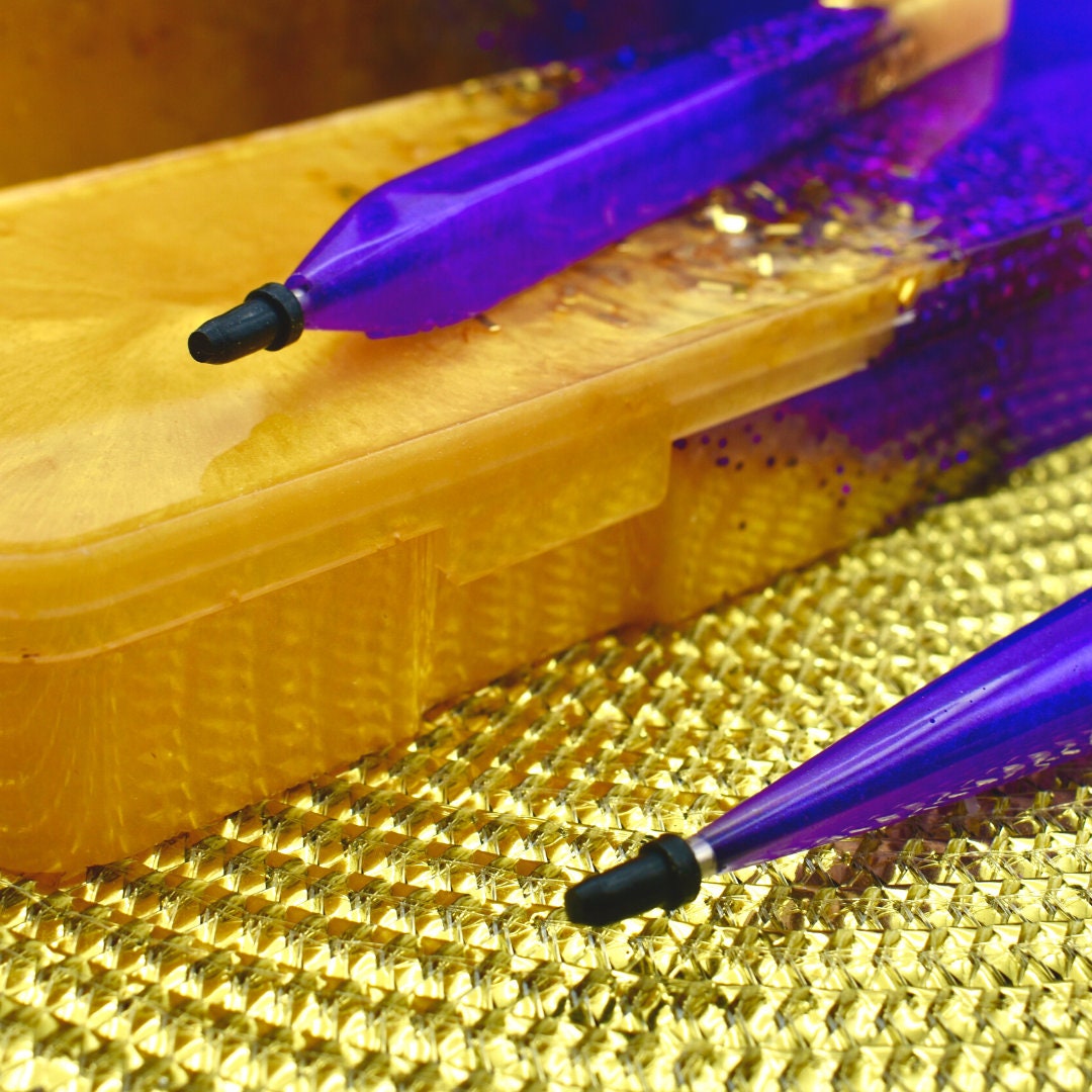 Pens w Personalized Case - Purple & Gold Ink Pen Set - Resin Ink Pens w Case - Gift for Him – Purple and Gold Gift - Home/Office Accessories