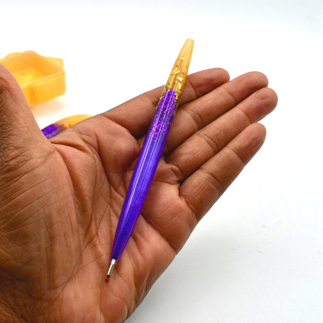 Pens w Personalized Case - Purple & Gold Ink Pen Set - Resin Ink Pens w Case - Gift for Him – Purple and Gold Gift - Home/Office Accessories