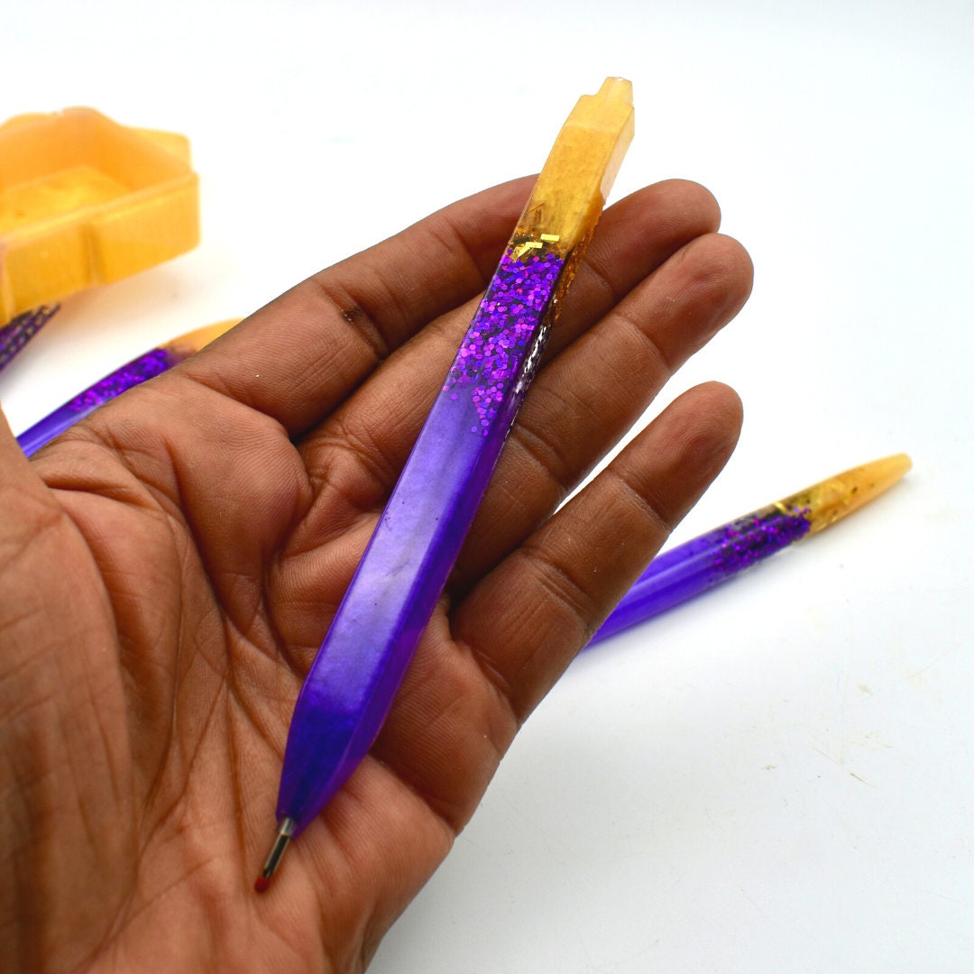 Pens w Personalized Case - Purple & Gold Ink Pen Set - Resin Ink