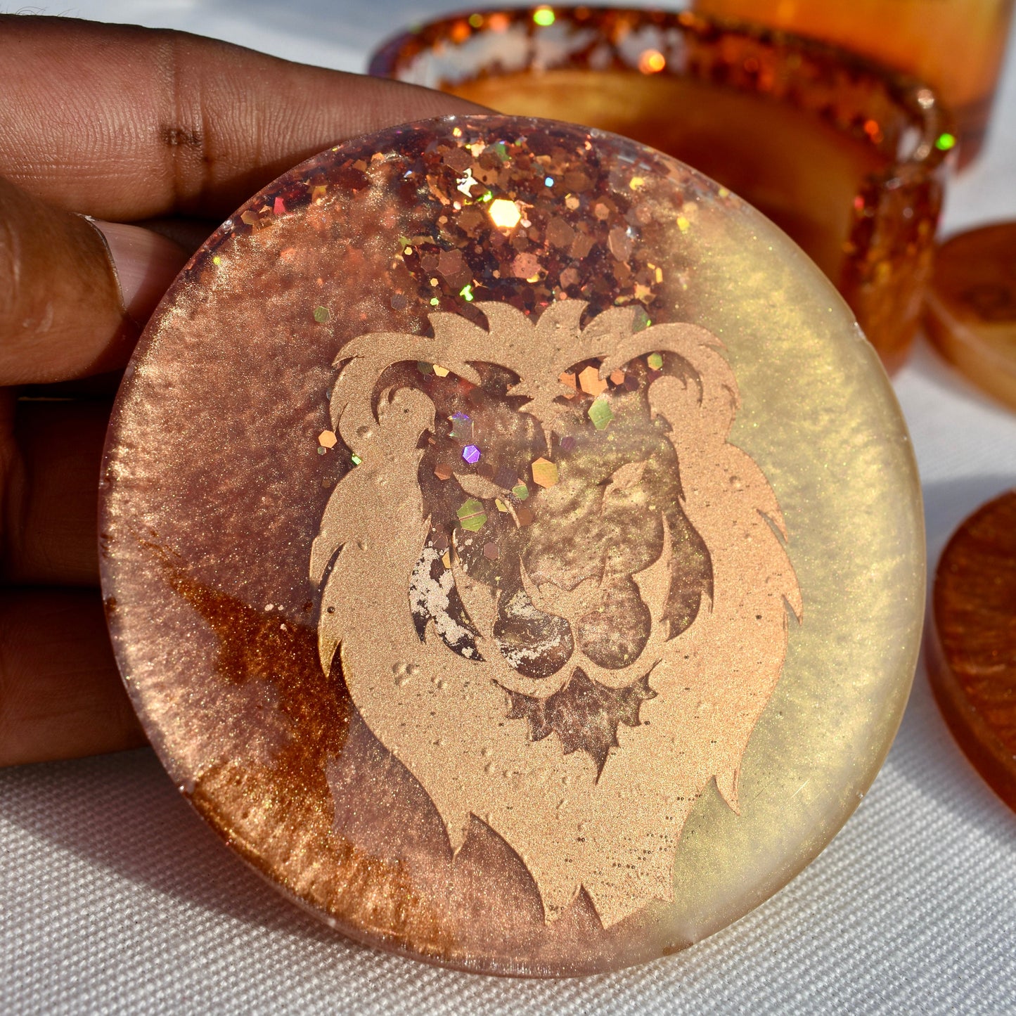 LEO - Personalized Birthday Zodiac Coasters with Holder