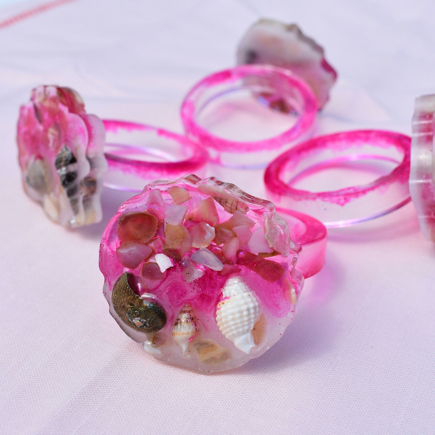 Seashell Themed Pink Napkin Rings