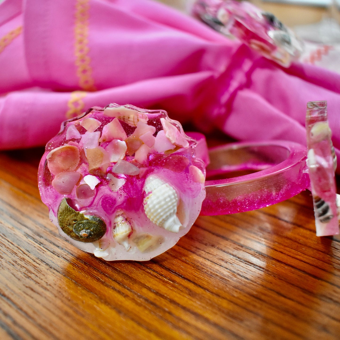 Seashell Themed Pink Napkin Rings