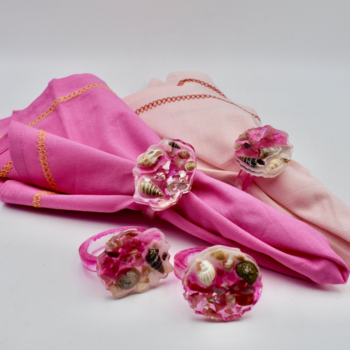 Seashell Themed Pink Napkin Rings