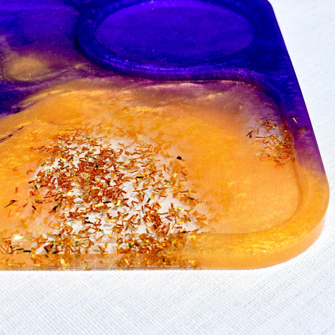 Square Purple & Gold Snack Tray•Breakfast Tray • TV Tray • Bed Tray