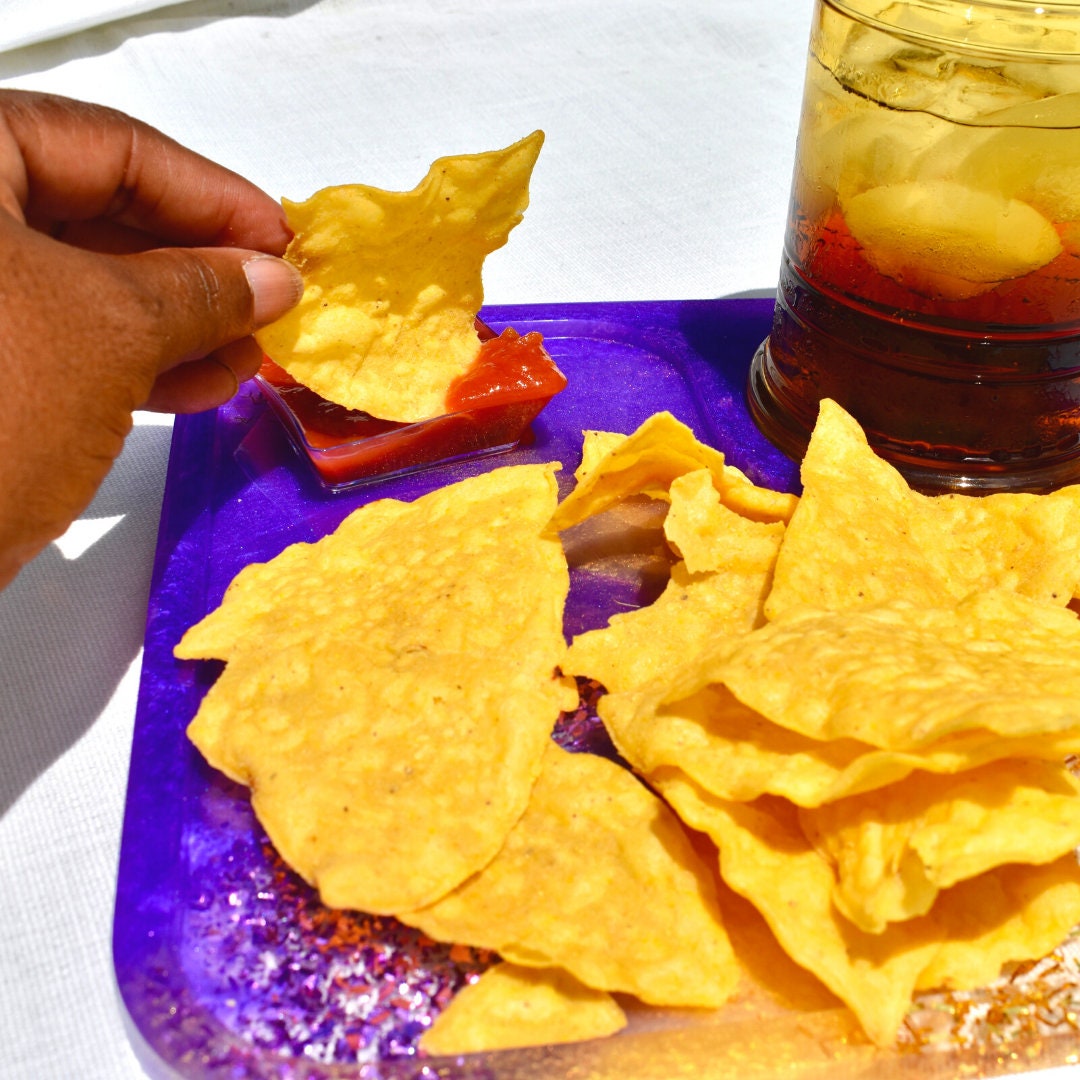 Square Purple & Gold Snack Tray•Breakfast Tray • TV Tray • Bed Tray