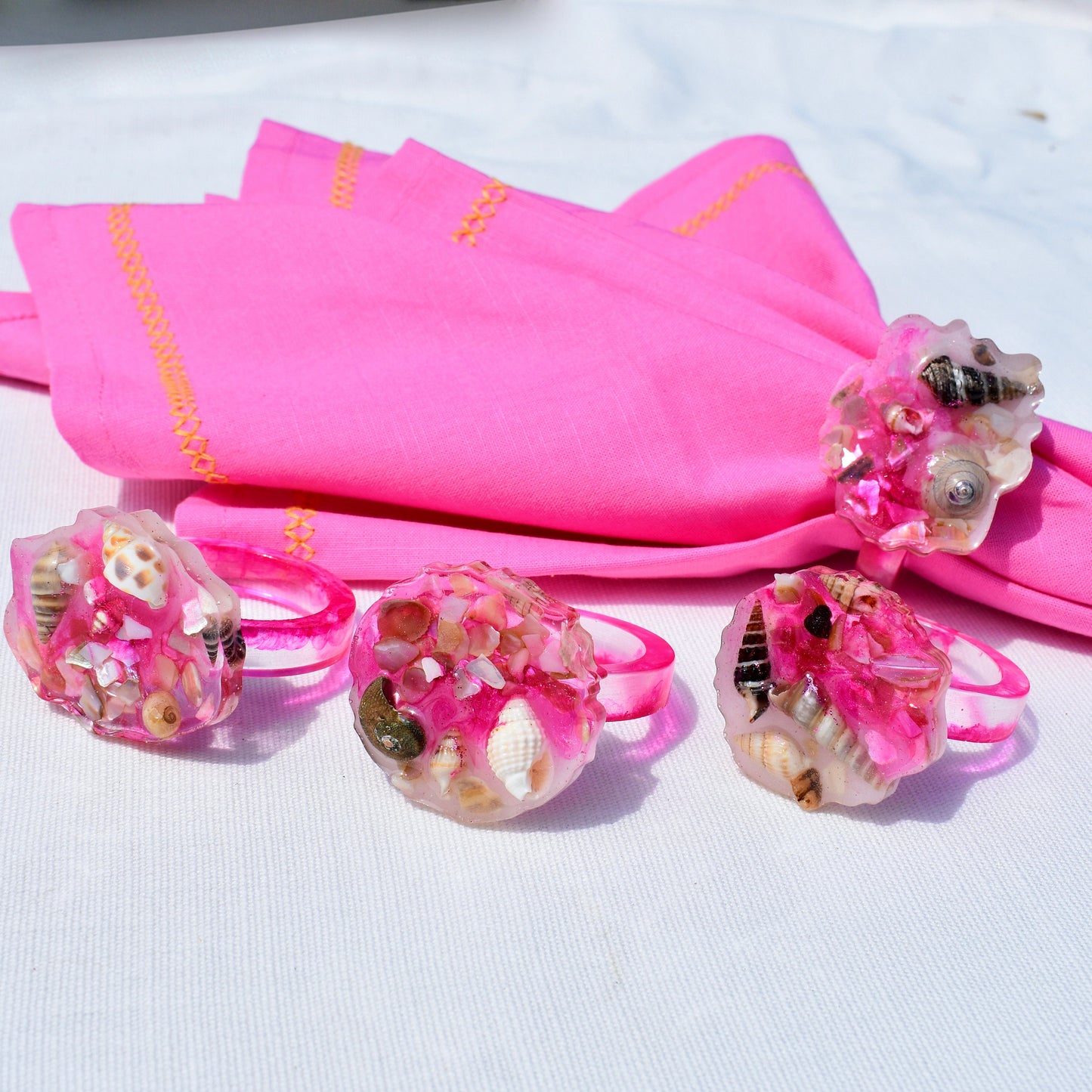 Seashell Themed Pink Napkin Rings