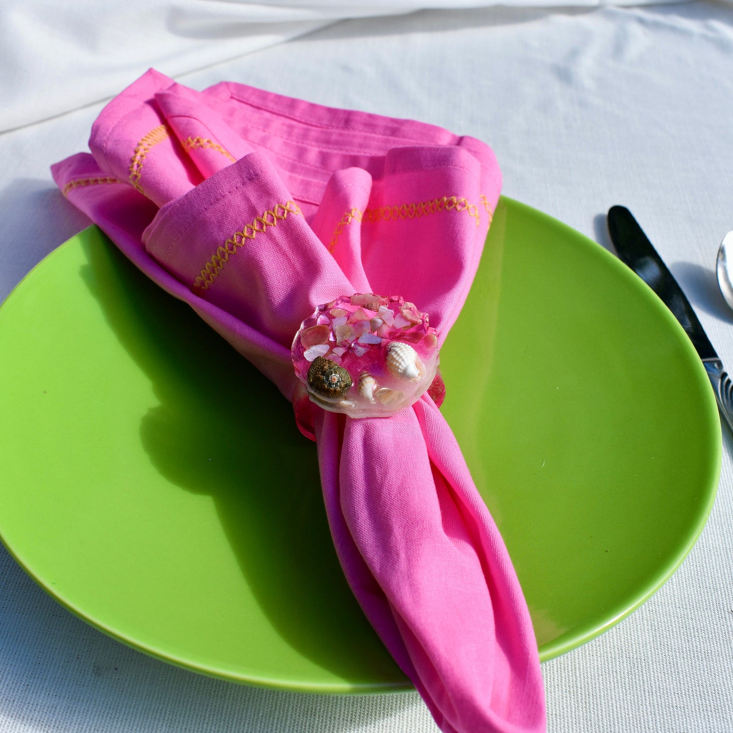 Seashell Themed Pink Napkin Rings