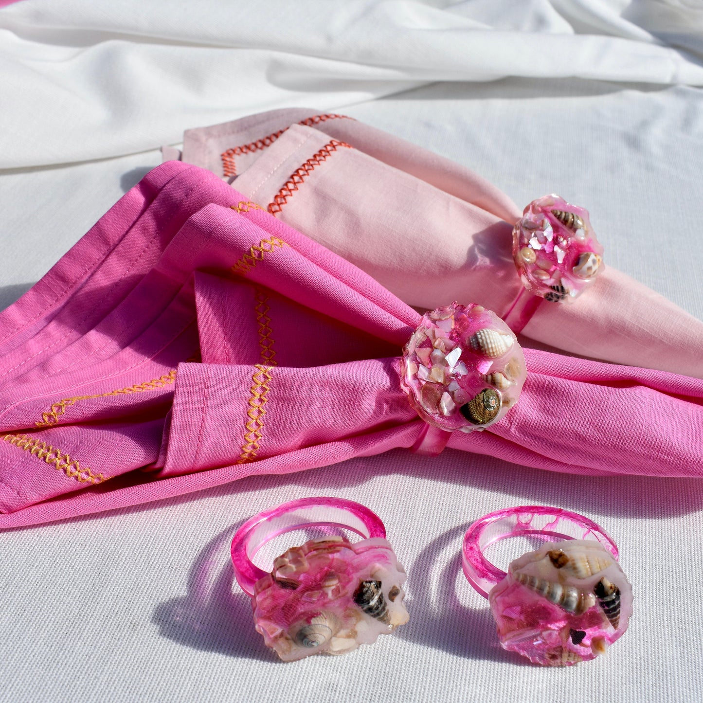 Seashell Themed Pink Napkin Rings