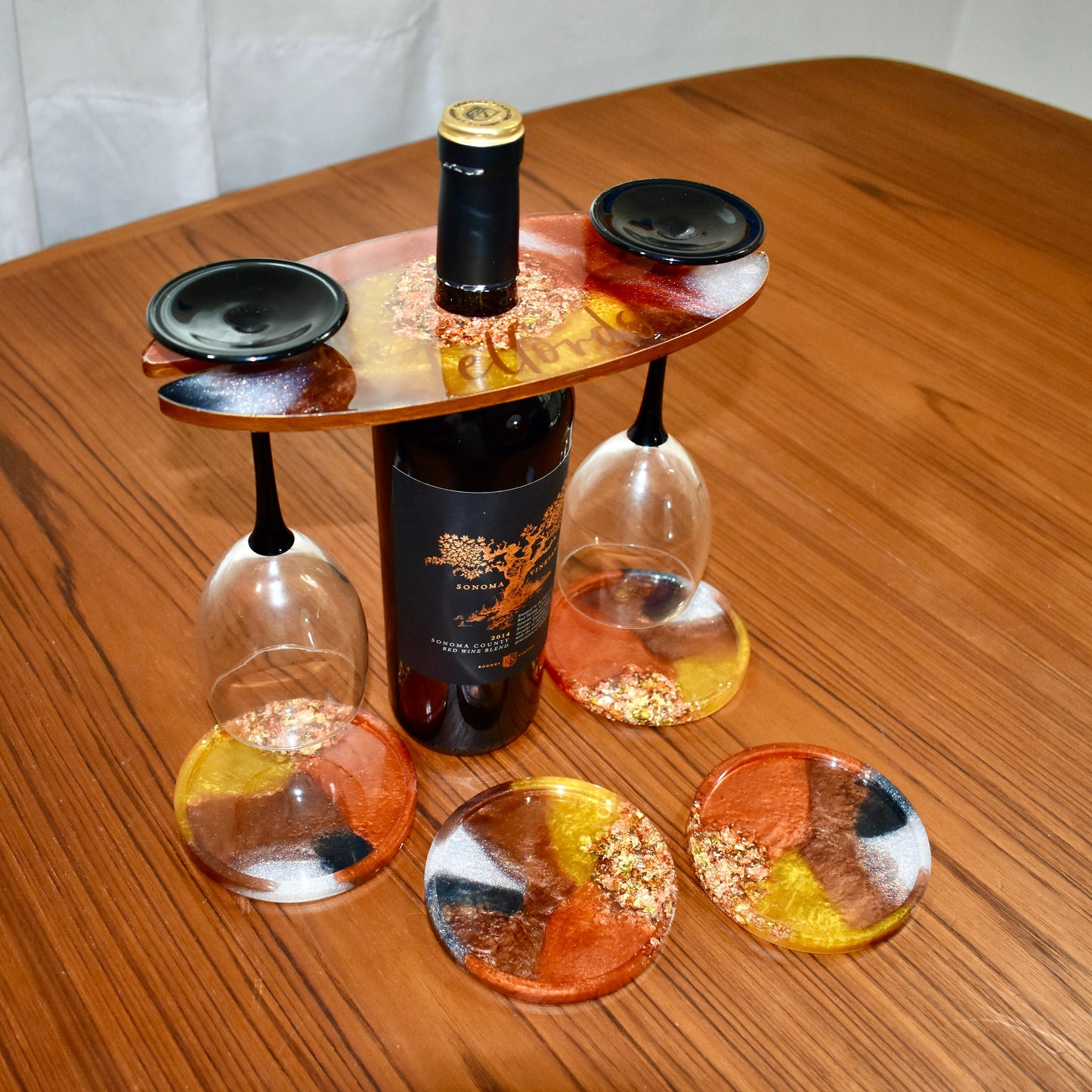 PERSONALIZED Wine Butler & 4 Coasters