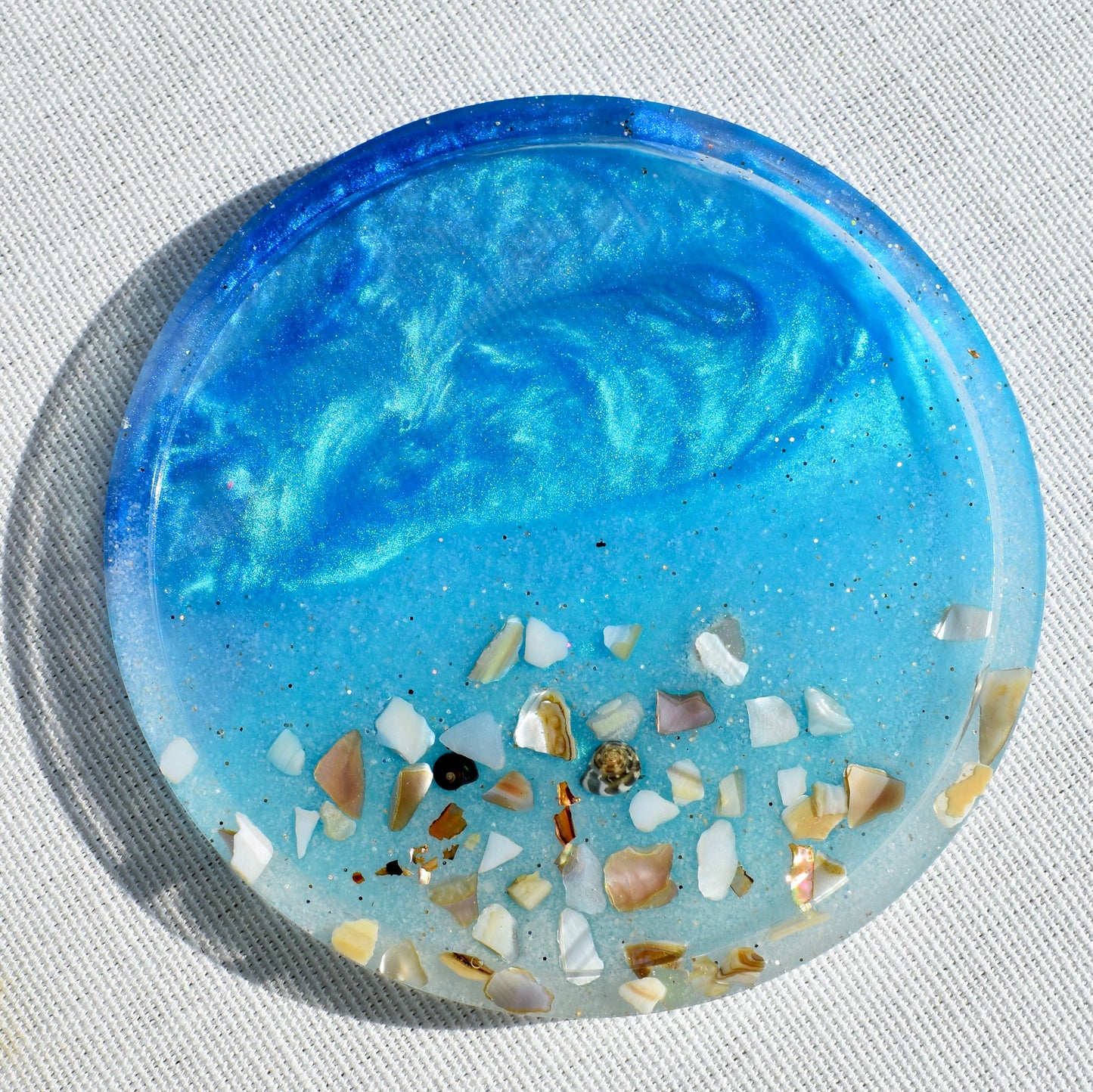 Ocean Blue Coasters w Abalone Shells