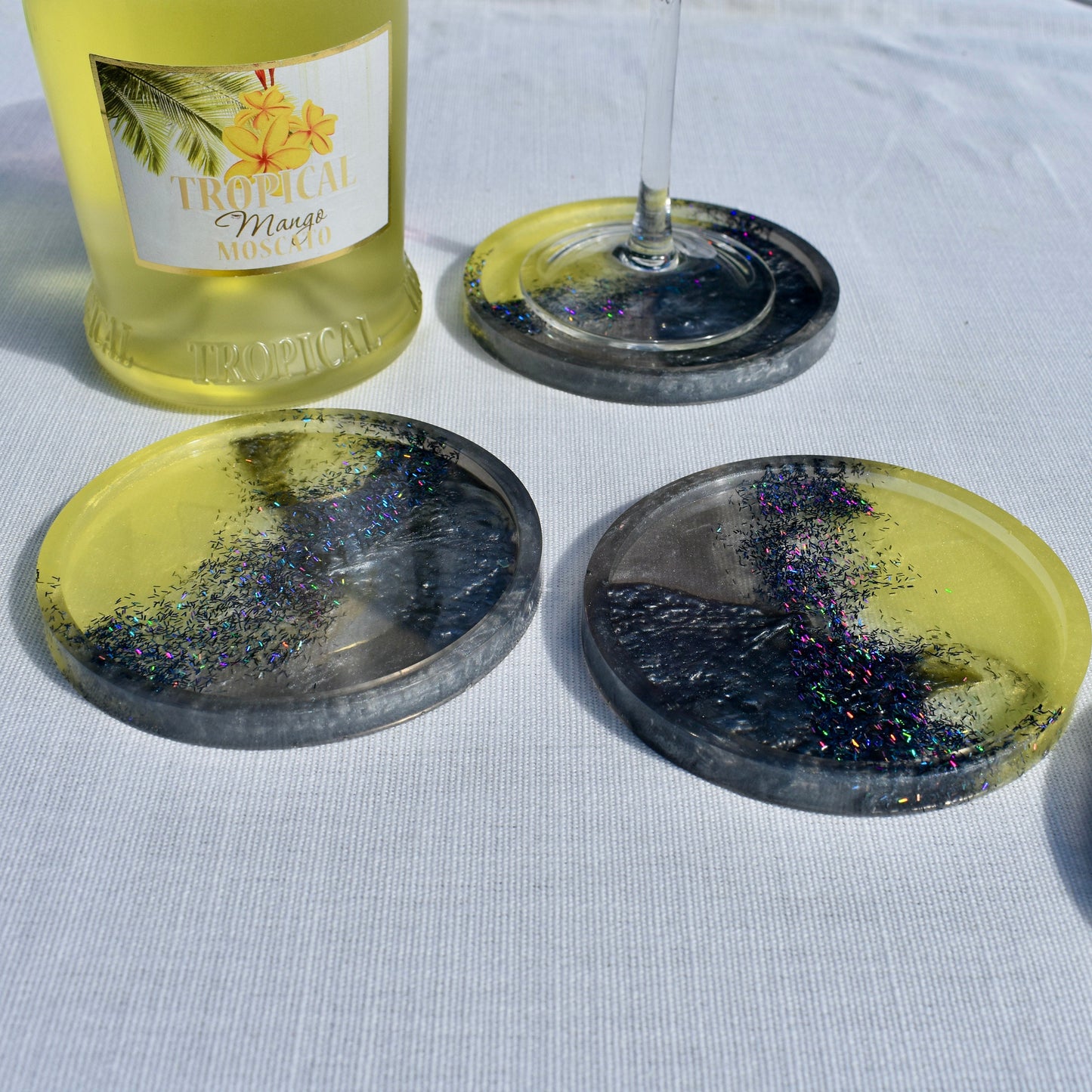 Gray & Yellow Resin Coasters • Coasters for Dad
