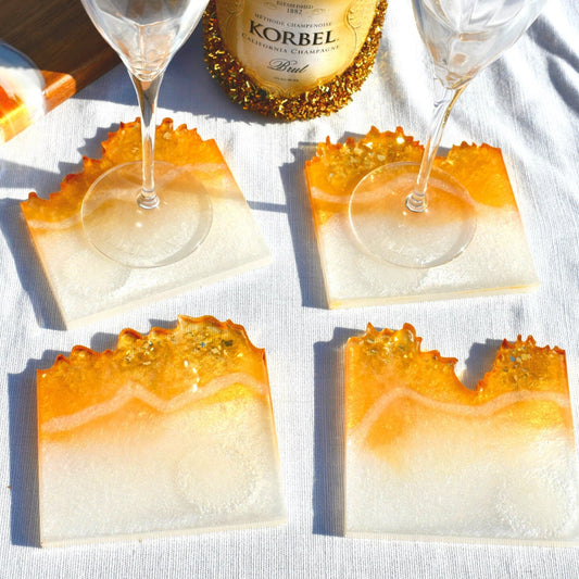 Gold and Pearl White Beverage Coasters