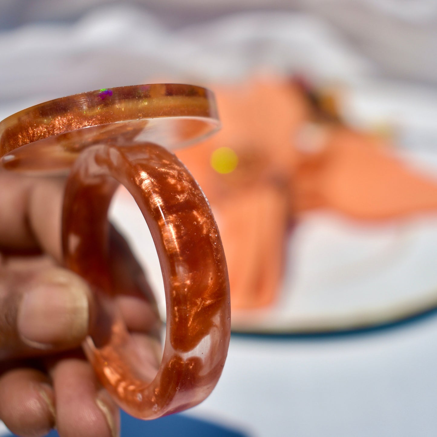 Yellow Orange Napkin Ring Set (4)