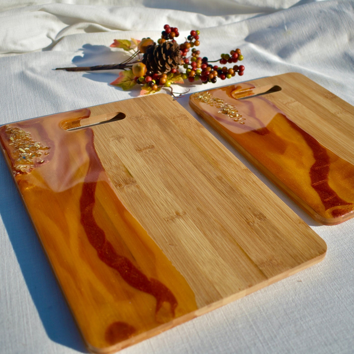 Orange 2-piece Bamboo Cheese Board Set