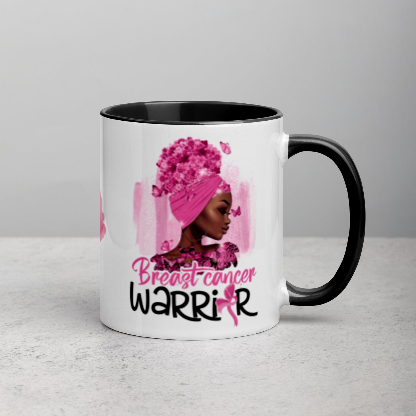 Breast Cancer Warrior Mug • Afro Breast Cancer Coffee Mug • Black Cancer Survivor