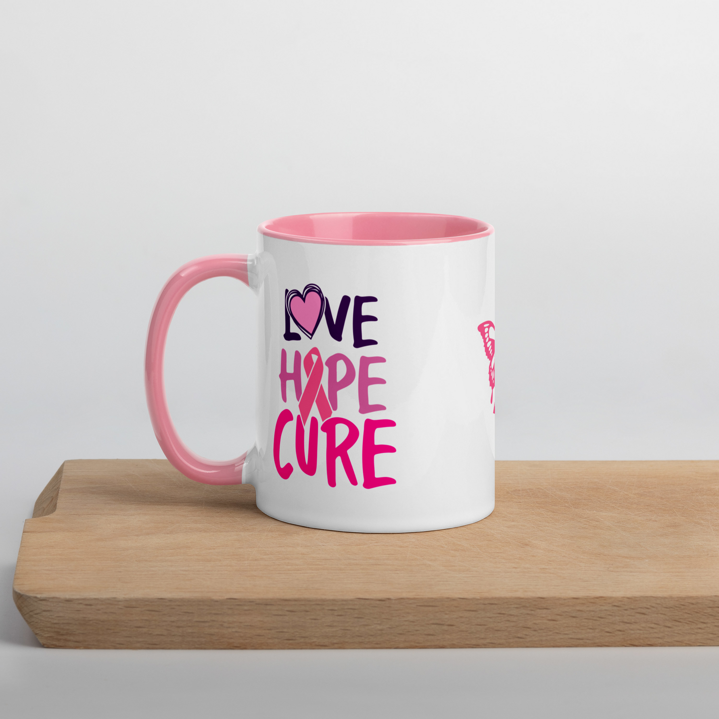 Breast Cancer “Love Hope Cure” Mug 🎀 Inspirational Breast Cancer Coffee