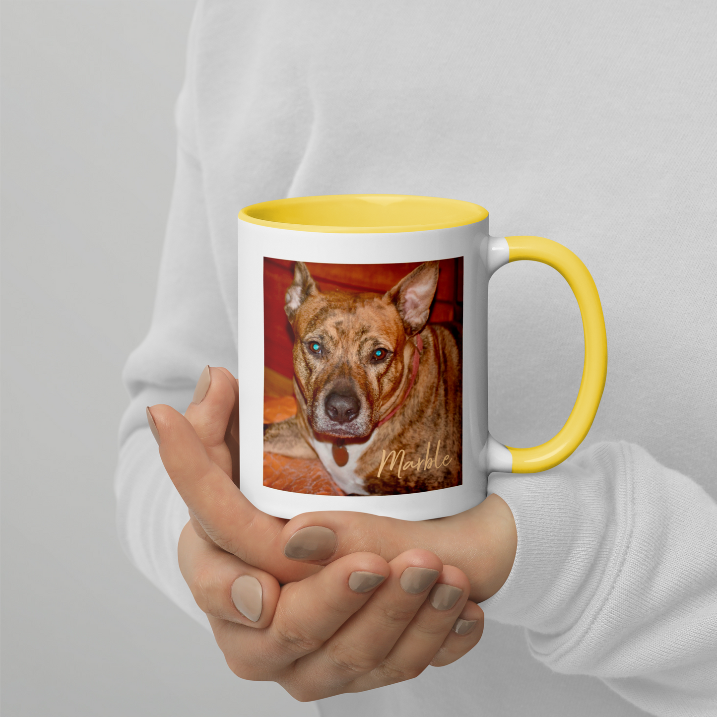 Custom DOG Lover Mug w Color Inside • Dog Photo Coffee Mug